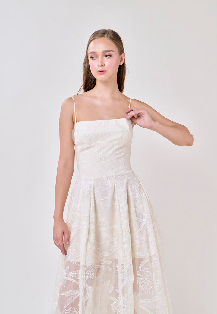 Valerie Cream Sleeveless Vinatage Lace Midi Dress
