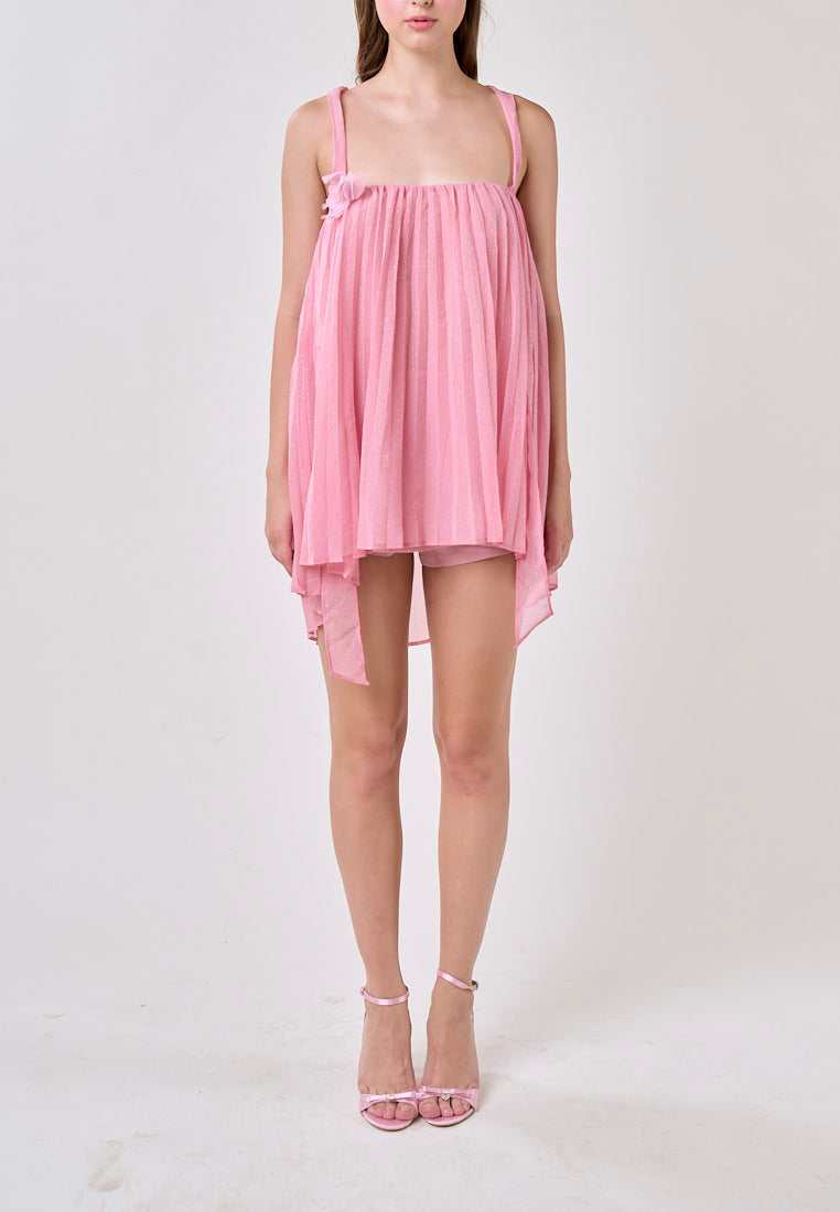 Raya Carnation Pink 2 Way Pleated Mini Dress