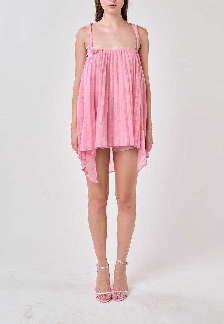 Raya Carnation Pink 2 Way Pleated Mini Dress