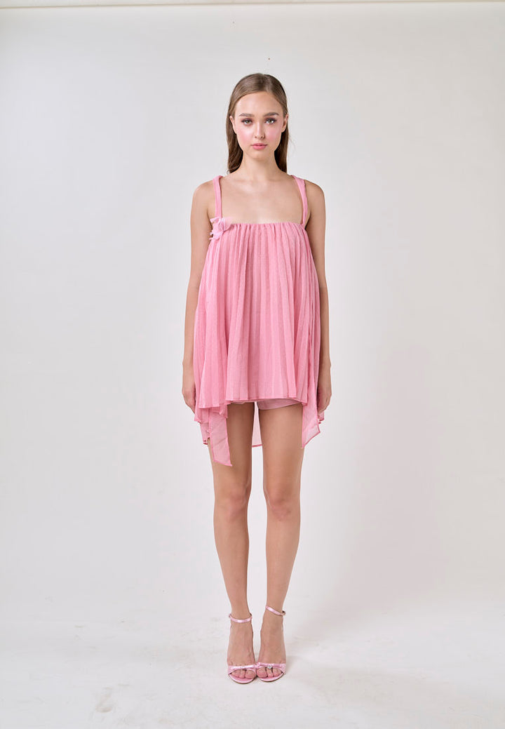 Raya Carnation Pink 2 Way Pleated Mini Dress