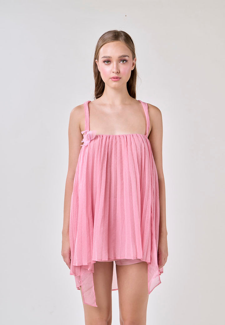 Raya Carnation Pink 2 Way Pleated Mini Dress