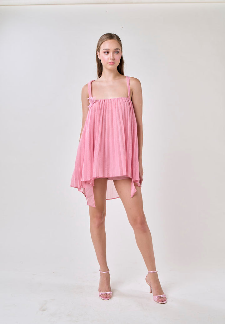 Raya Carnation Pink 2 Way Pleated Mini Dress