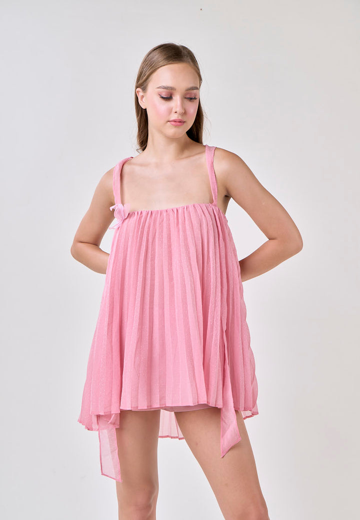 Raya Carnation Pink 2 Way Pleated Mini Dress