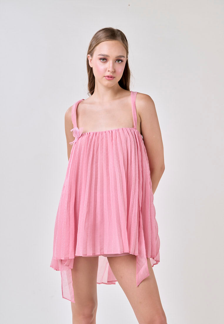 Raya Carnation Pink 2 Way Pleated Mini Dress
