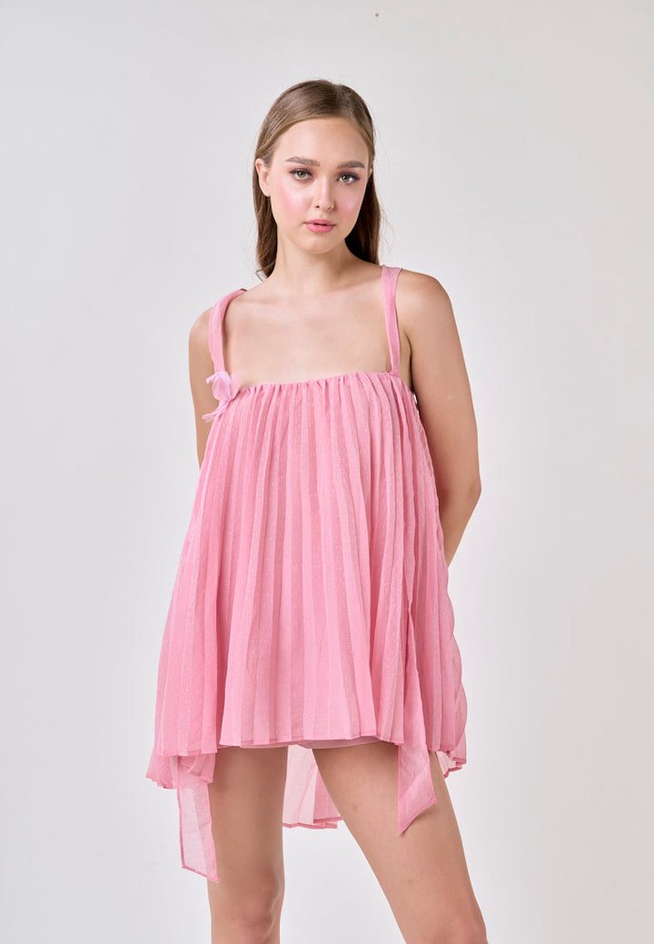 Raya Carnation Pink 2 Way Pleated Mini Dress