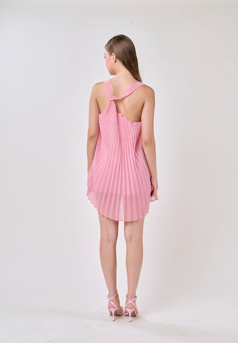 Raya Carnation Pink 2 Way Pleated Mini Dress
