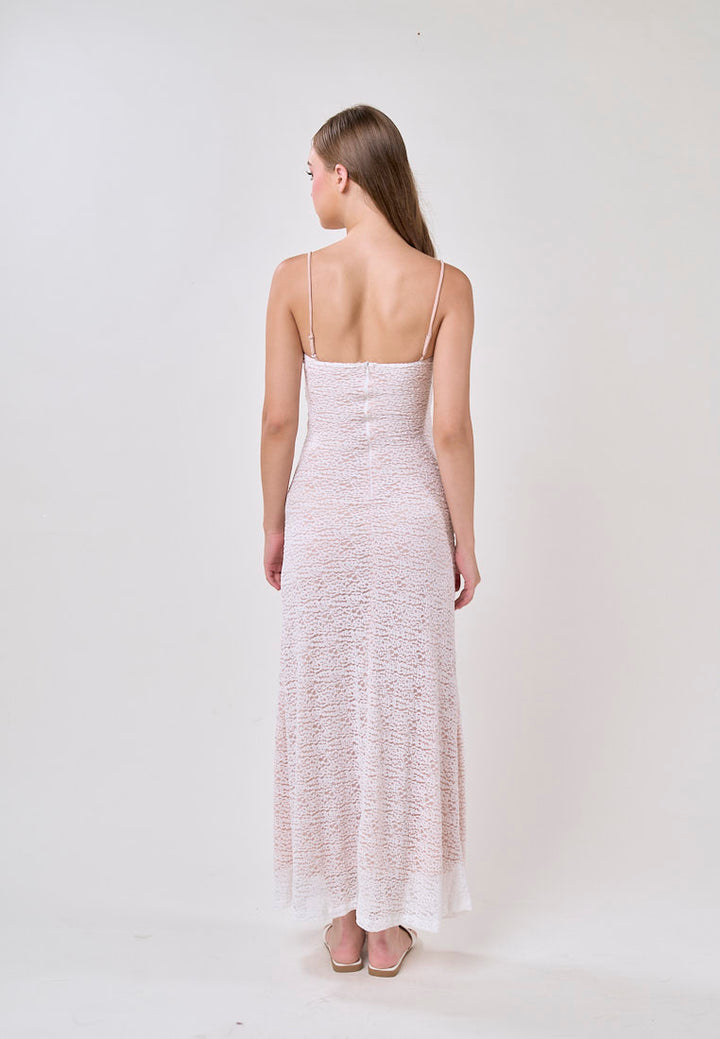 Mariana White  Sleeveless Lace Flower Charm Maxi Dress