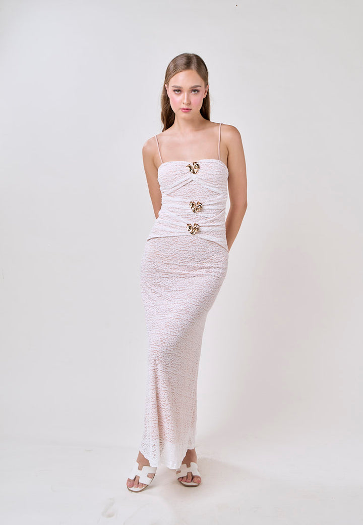 Mariana White  Sleeveless Lace Flower Charm Maxi Dress