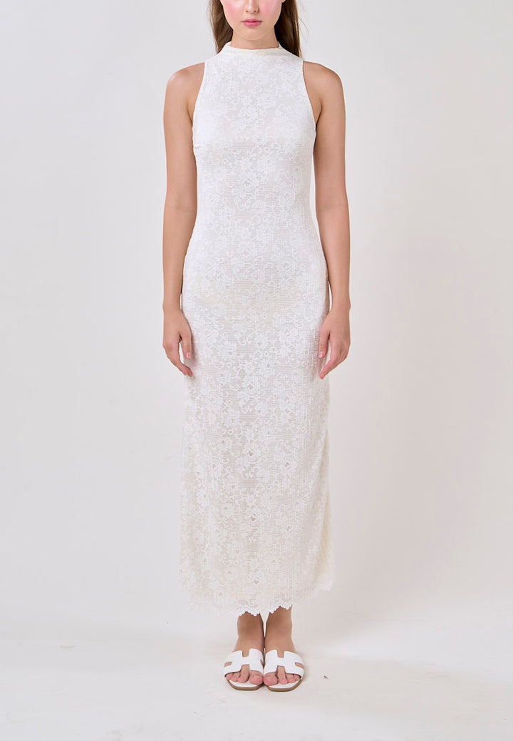 Scottie White Jewel Jacquard Print Maxi Dress