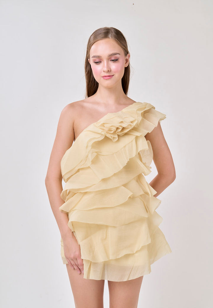 Miley Lemon Yellow  Sleeveless  Tulle Layered Mini Dress