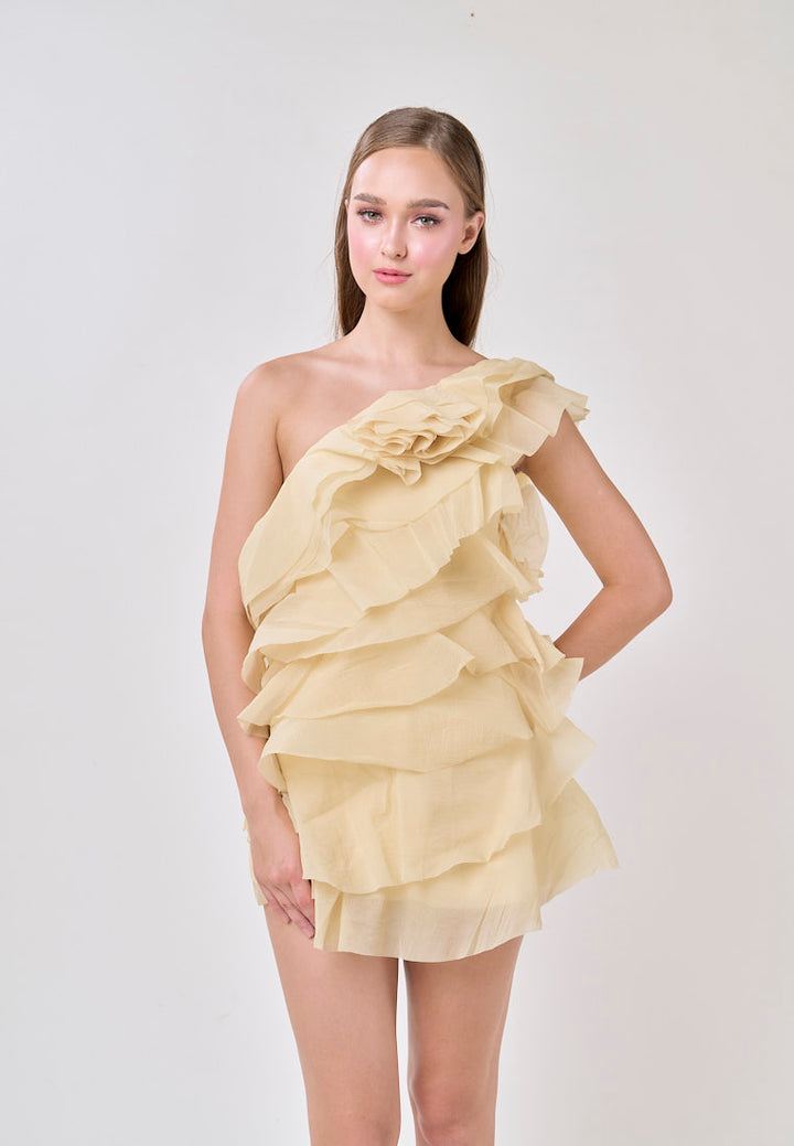 Miley Lemon Yellow  Sleeveless  Tulle Layered Mini Dress