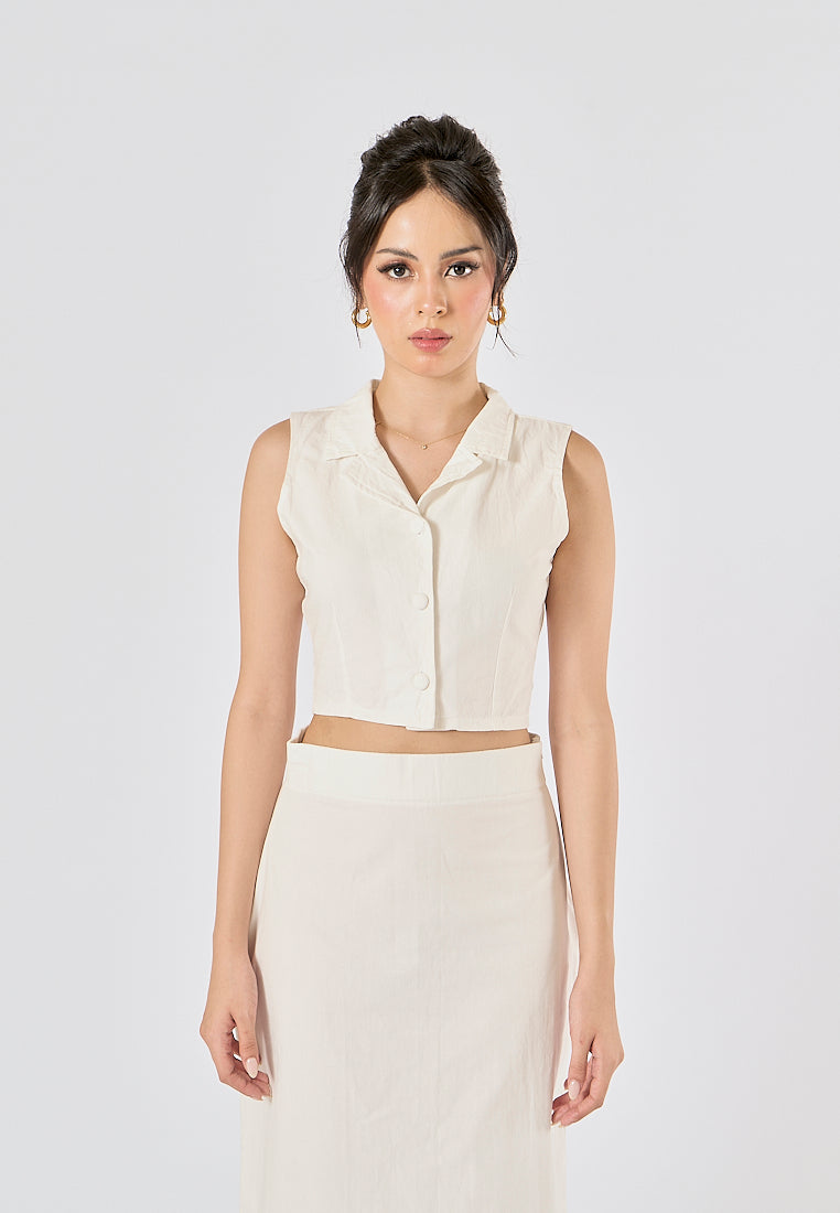 Quora in oat Elastic Waist Side Zipper Midi Skirt