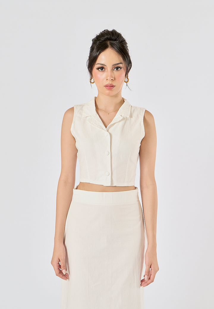Quora in oat Elastic Waist Side Zipper Midi Skirt