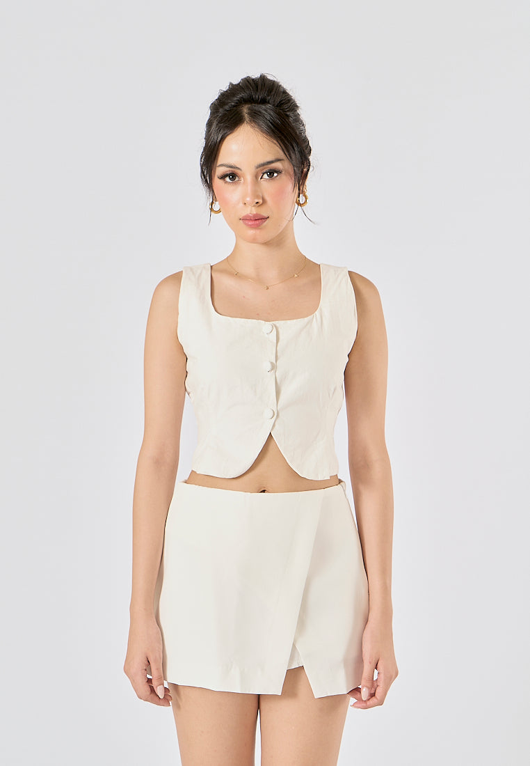 Rhion In Oat Button Closure Tank Top