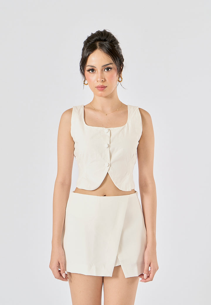 Rhion In Oat Button Closure Tank Top