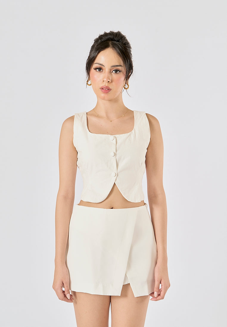 Rhion In Oat Button Closure Tank Top