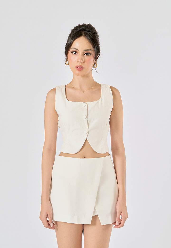 Rhion In Oat Button Closure Tank Top