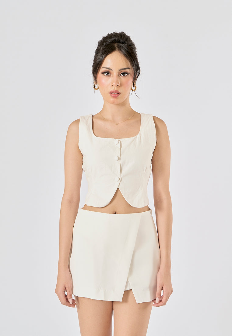 Rhion In Oat Button Closure Tank Top