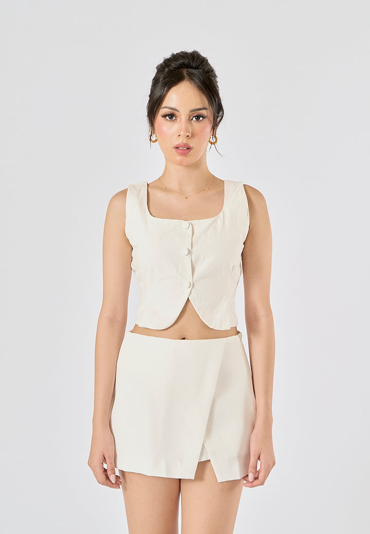 Rhion In Oat Button Closure Tank Top