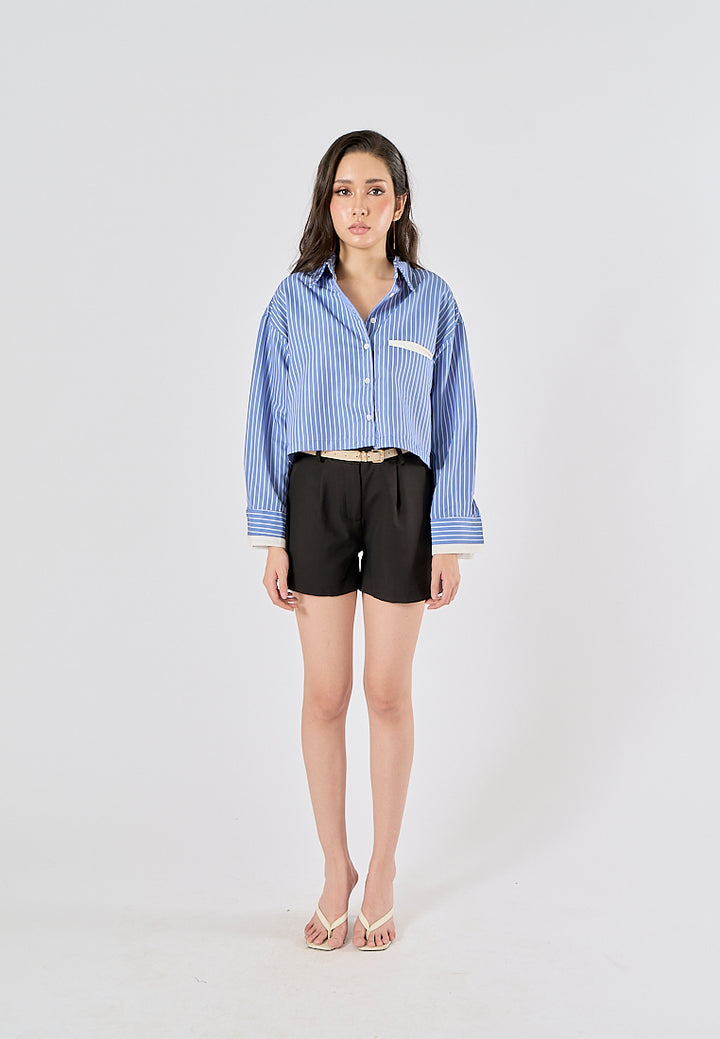 Viserra Black Zipper Fly Sashes Shorts