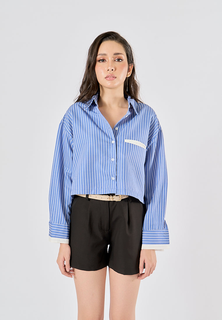 Viserra Black Zipper Fly Sashes Shorts