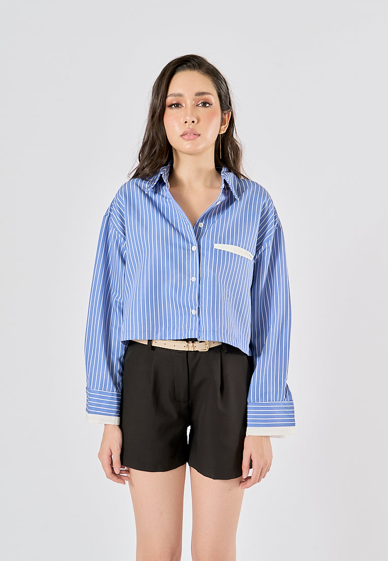 Viserra Black Zipper Fly Sashes Shorts