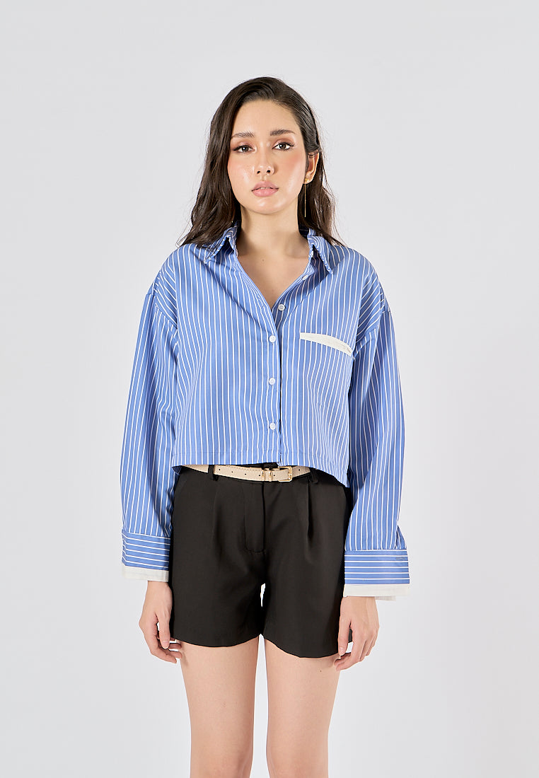 Viserra Black Zipper Fly Sashes Shorts
