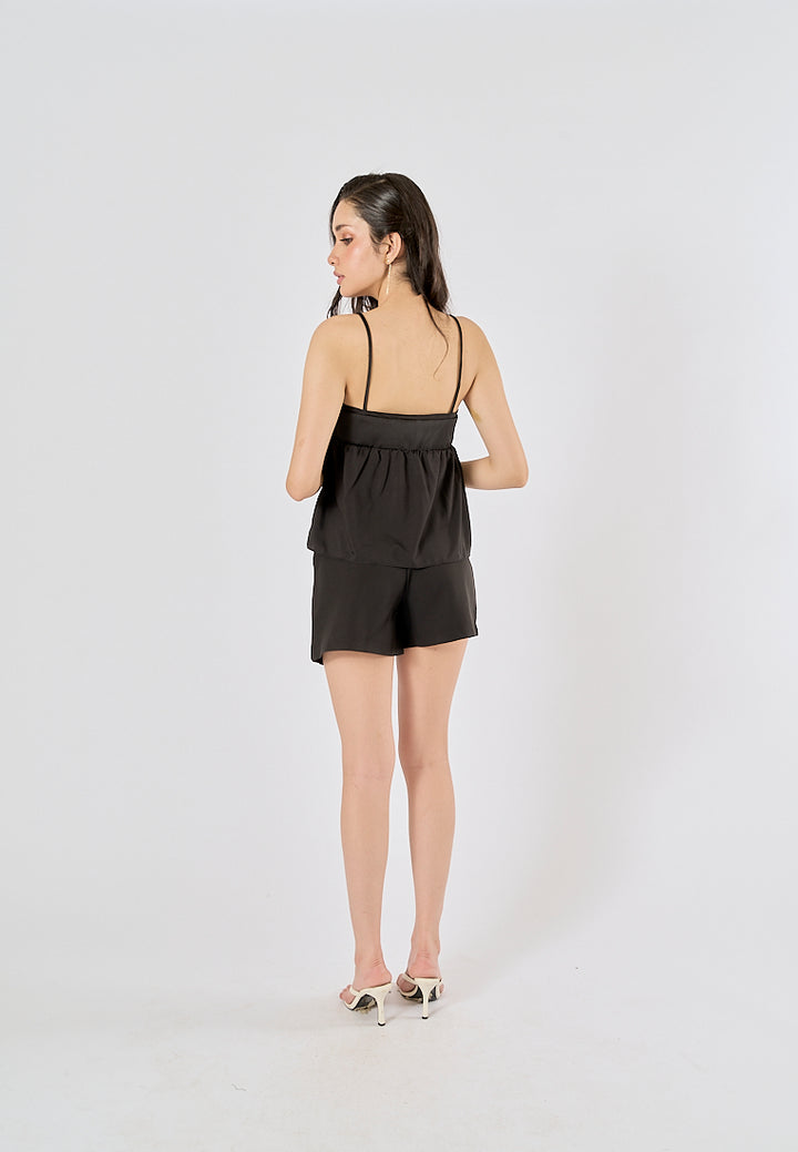 Lyrica Black Front lace Up Tank Top