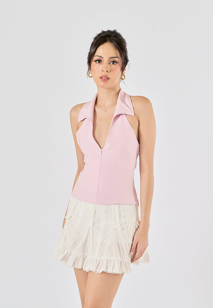Hatsley White Dropped Waist Bow Detail Mini Skirt With Shorts-Style Lining