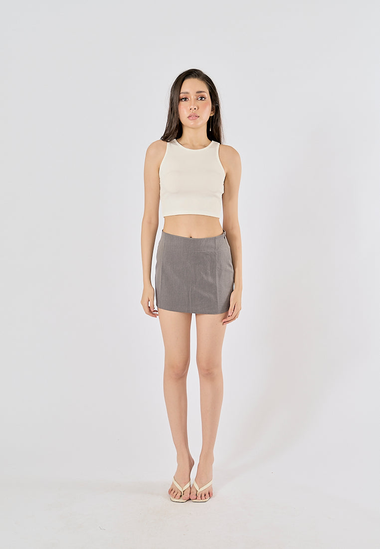 Jane White Knitted Sleeveless Crop Top