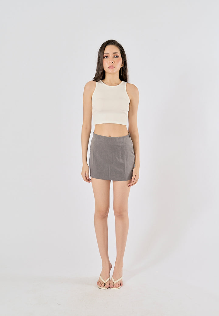 Jane White Knitted Sleeveless Crop Top
