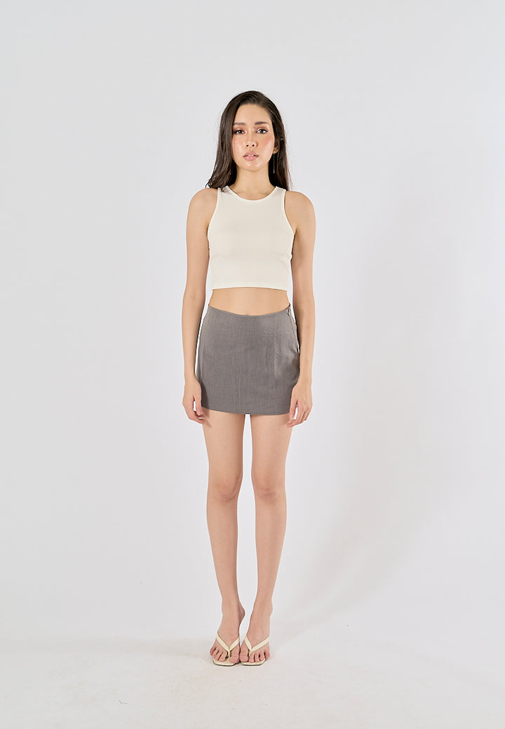 Jane White Knitted Sleeveless Crop Top