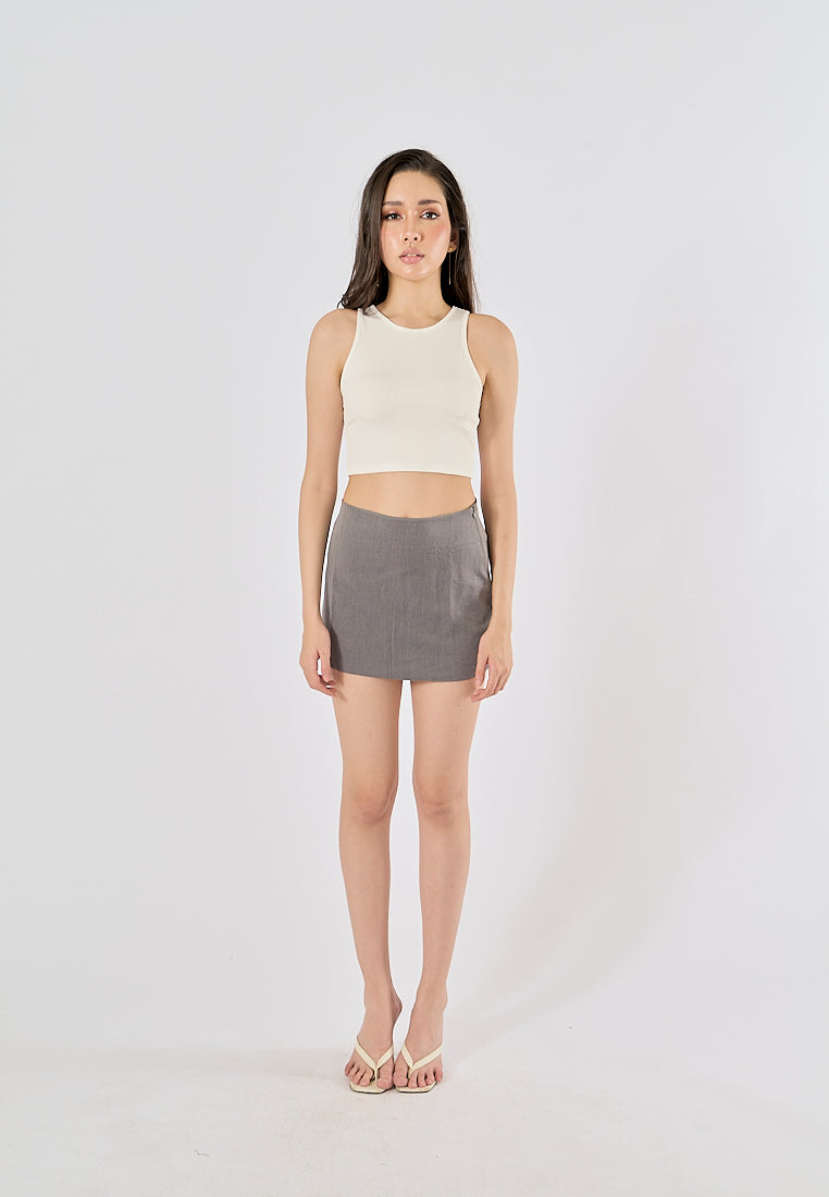 Jane White Knitted Sleeveless Crop Top