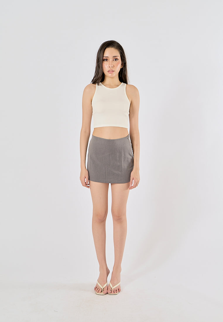 Jane White Knitted Sleeveless Crop Top