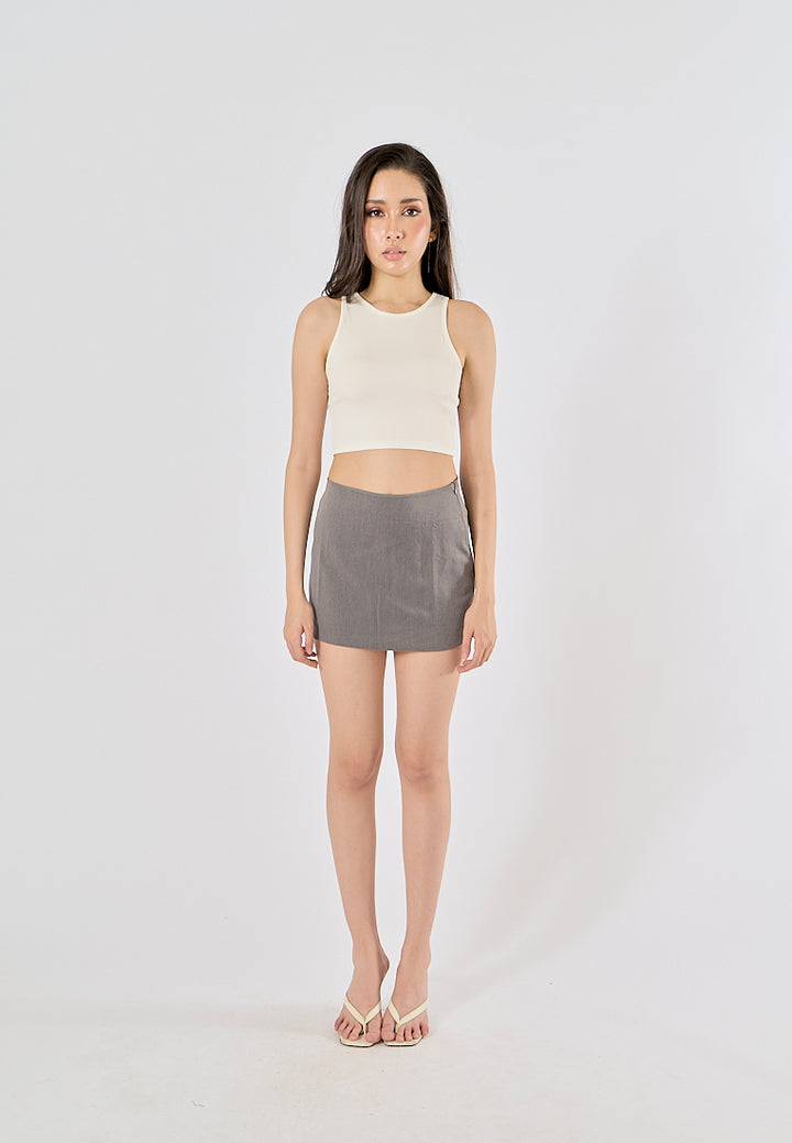 Jane White Knitted Sleeveless Crop Top