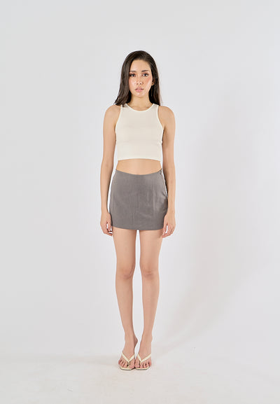 Jane White Knitted Sleeveless Crop Top