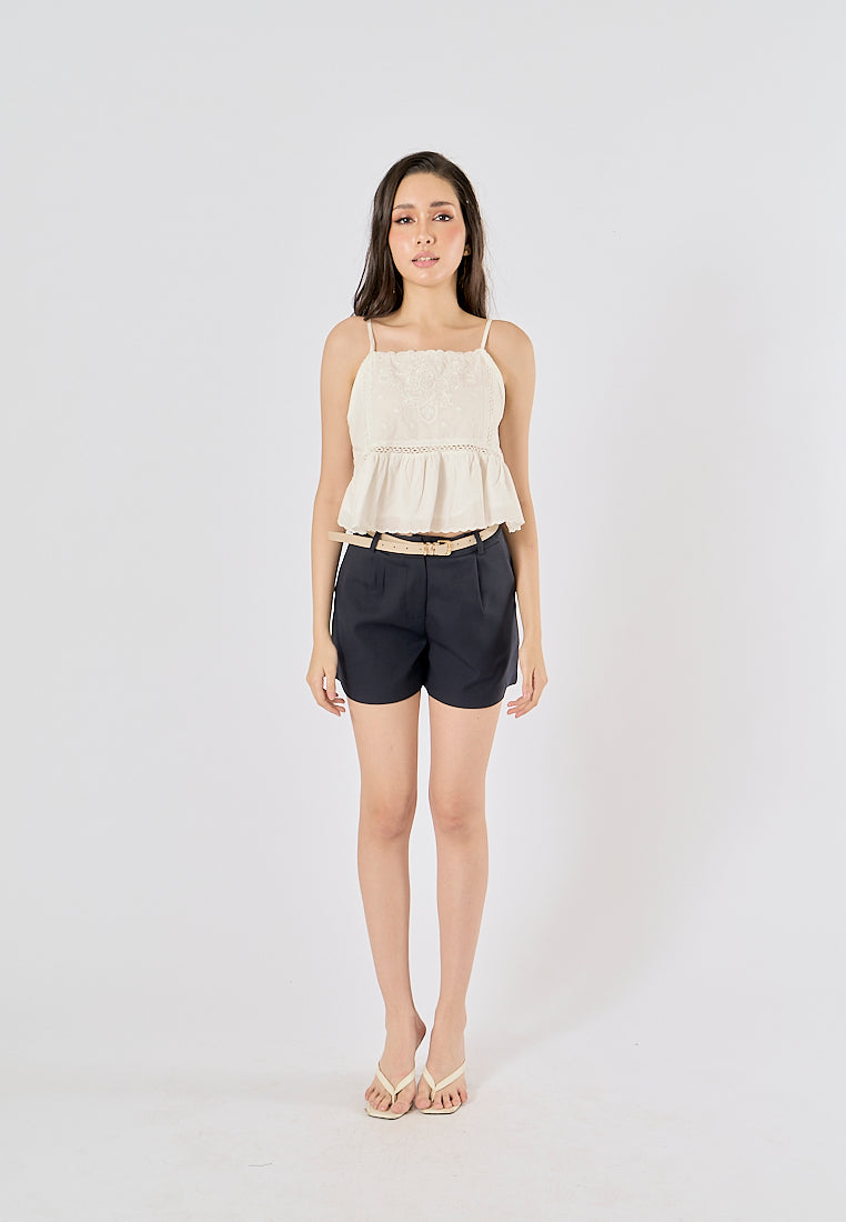 Viserra Blue Zipper Fly Sashes Shorts