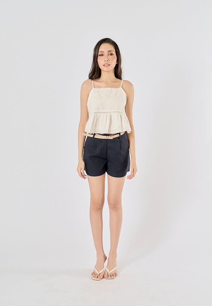 Viserra Blue Zipper Fly Sashes Shorts