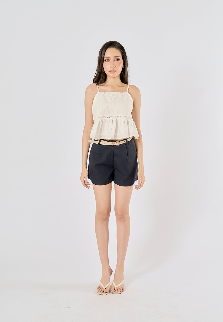 Viserra Blue Zipper Fly Sashes Shorts