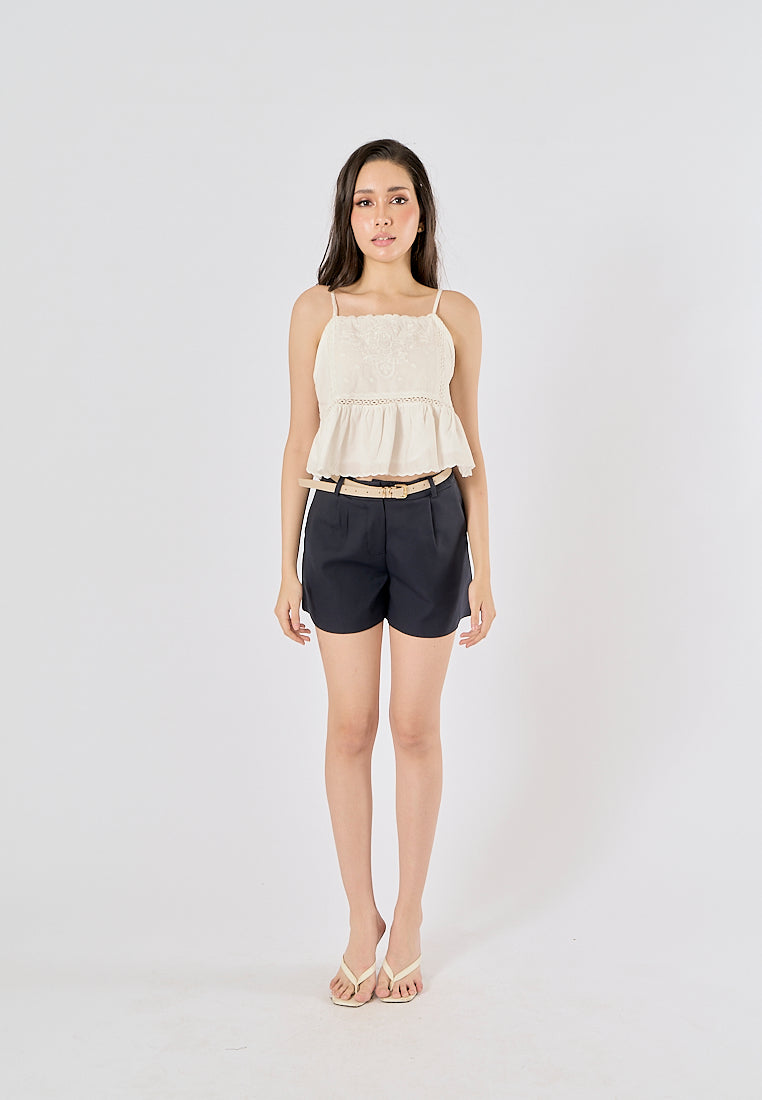 Viserra Blue Zipper Fly Sashes Shorts