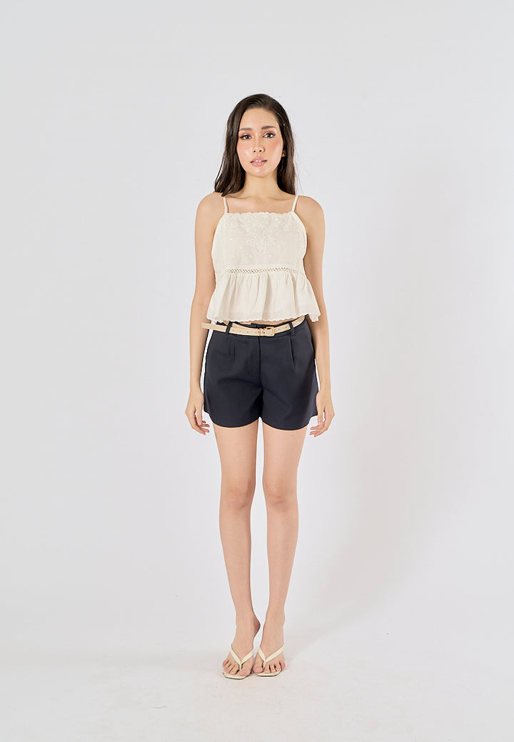 Viserra Blue Zipper Fly Sashes Shorts