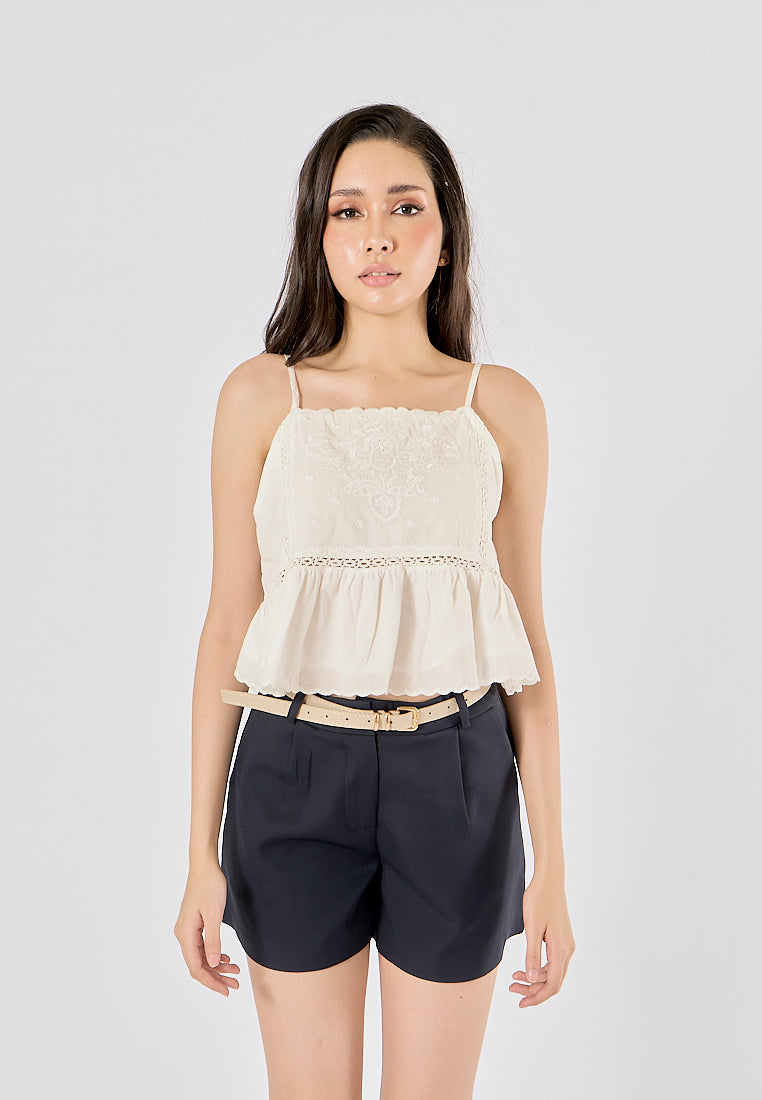 Viserra Blue Zipper Fly Sashes Shorts