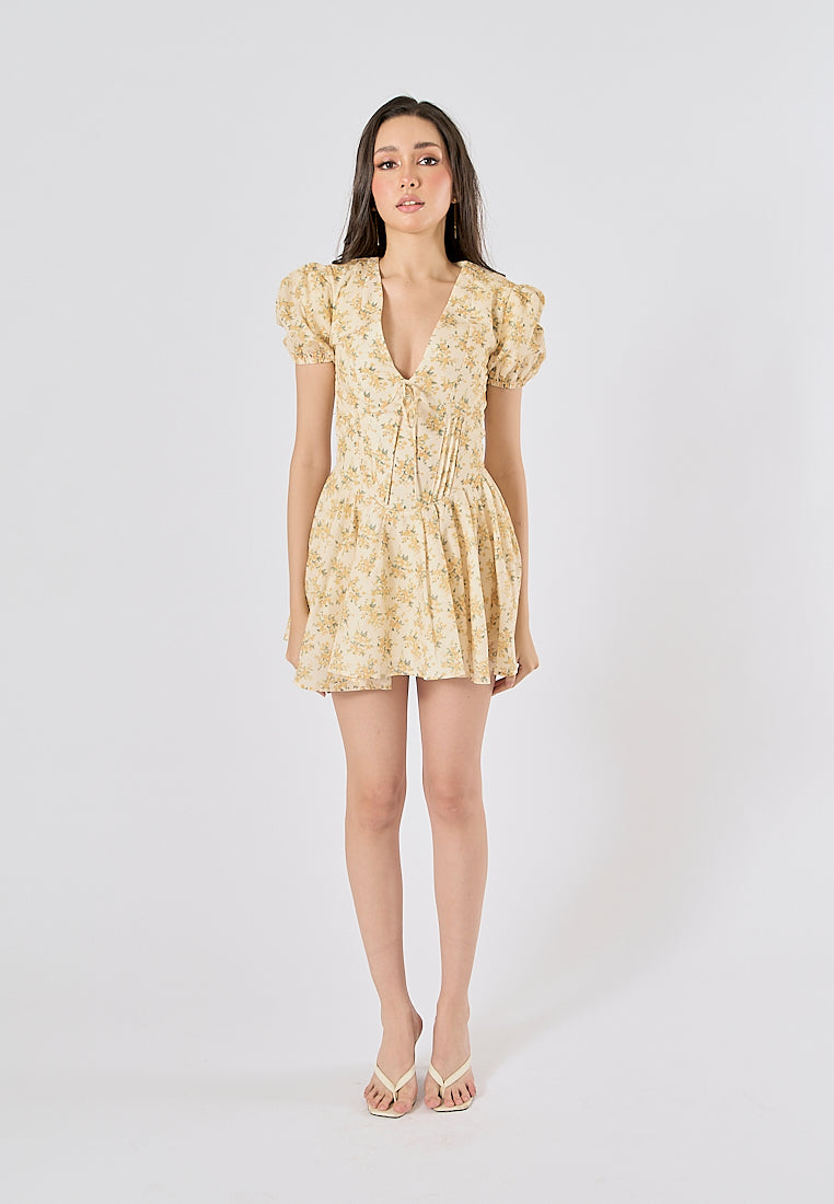 Dempsey V Neck Floral Print Mini Dress
