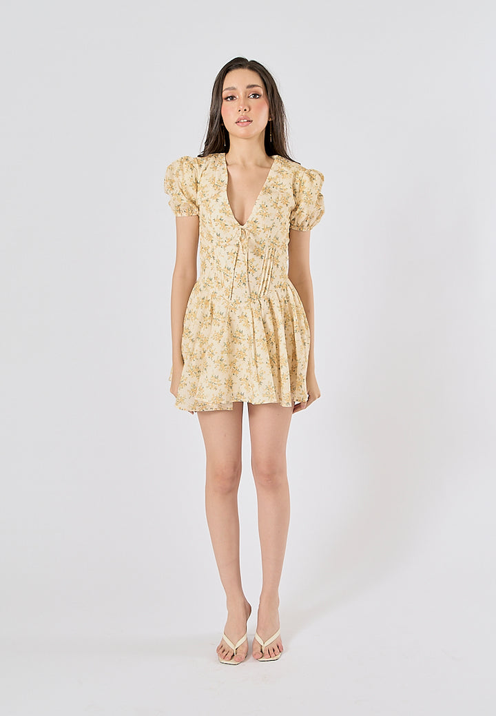 Dempsey V Neck Floral Print Mini Dress
