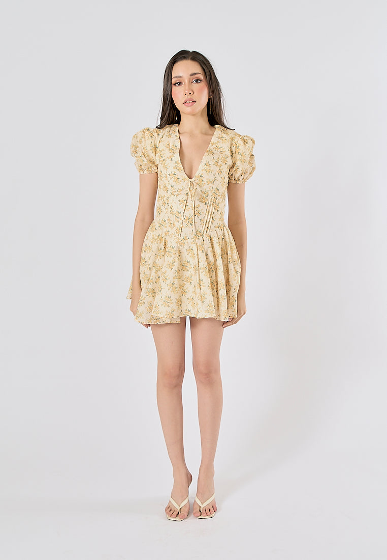 Dempsey V Neck Floral Print Mini Dress
