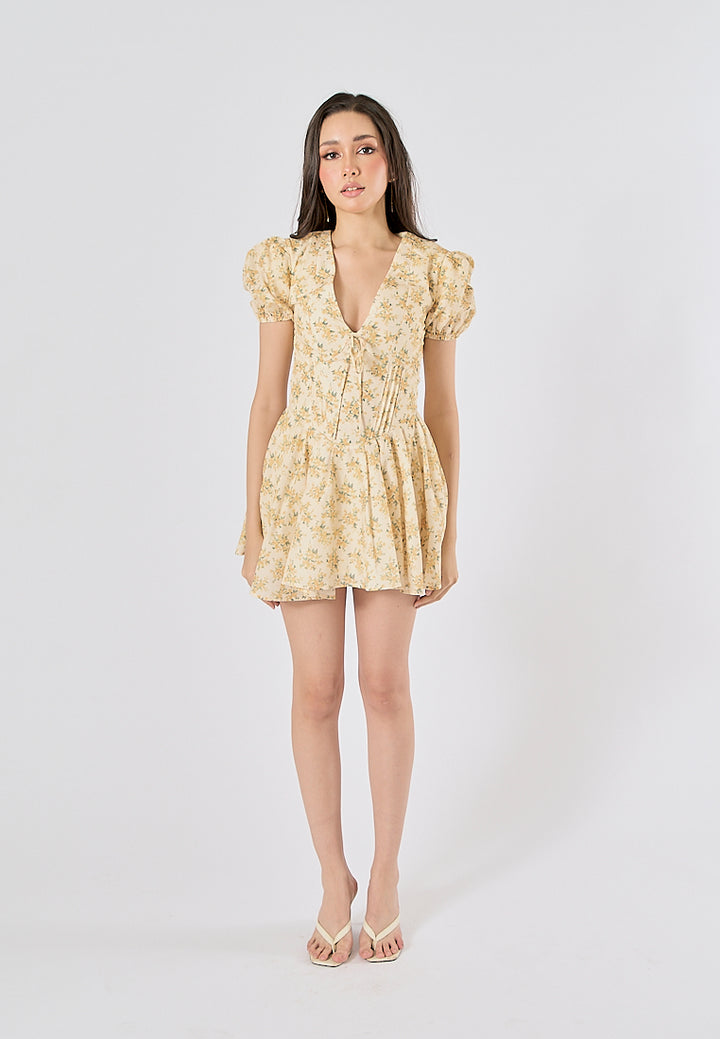 Dempsey V Neck Floral Print Mini Dress