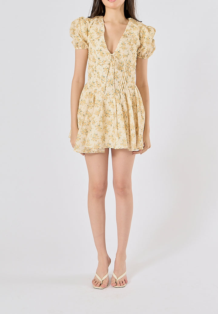 Dempsey V Neck Floral Print Mini Dress