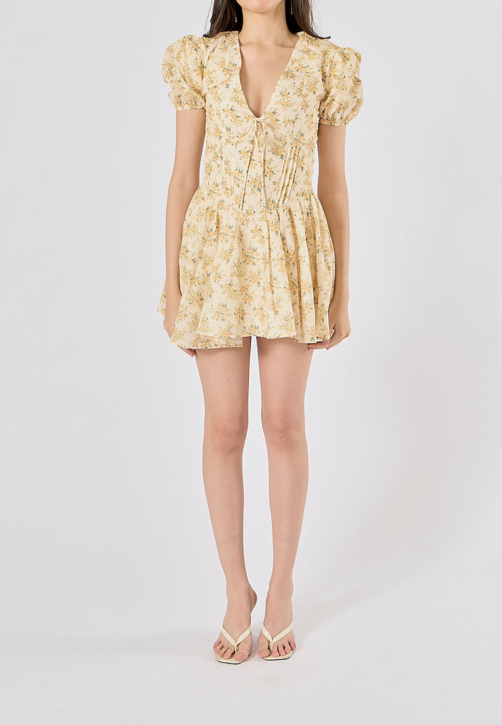 Dempsey V Neck Floral Print Mini Dress