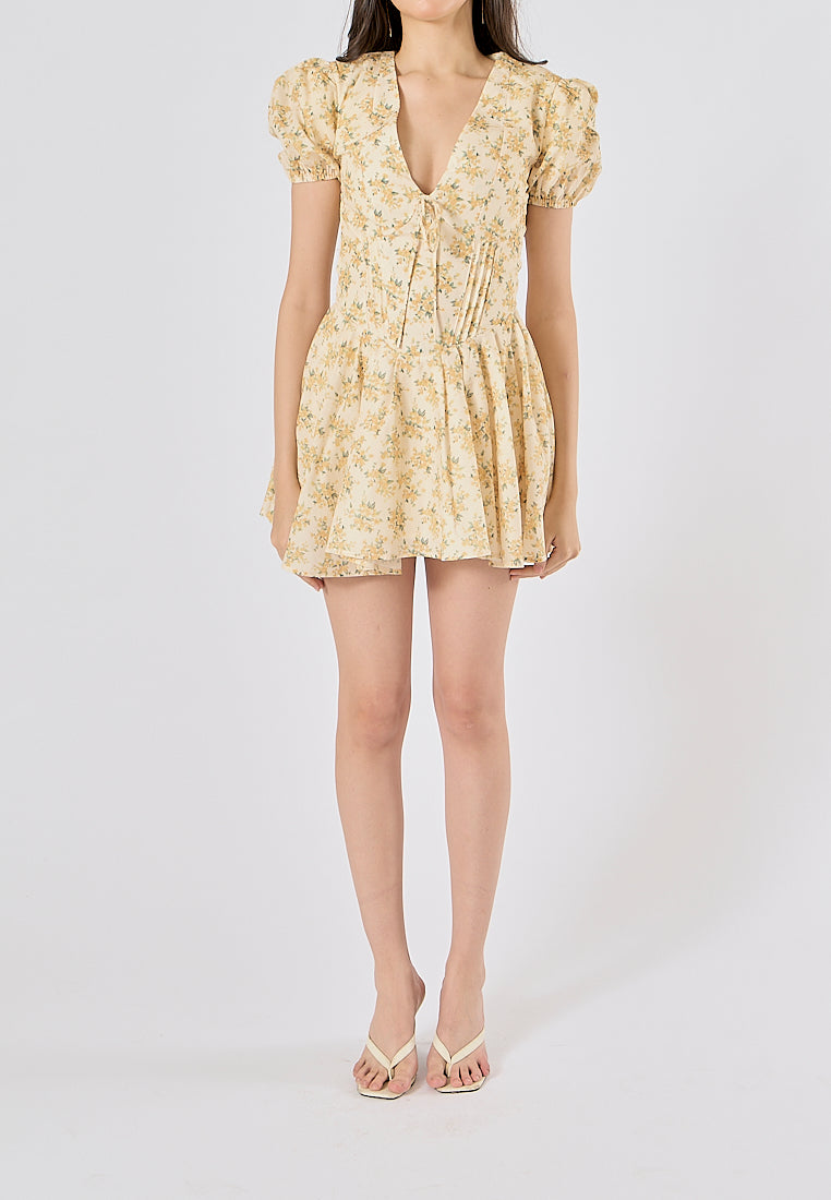 Dempsey V Neck Floral Print Mini Dress