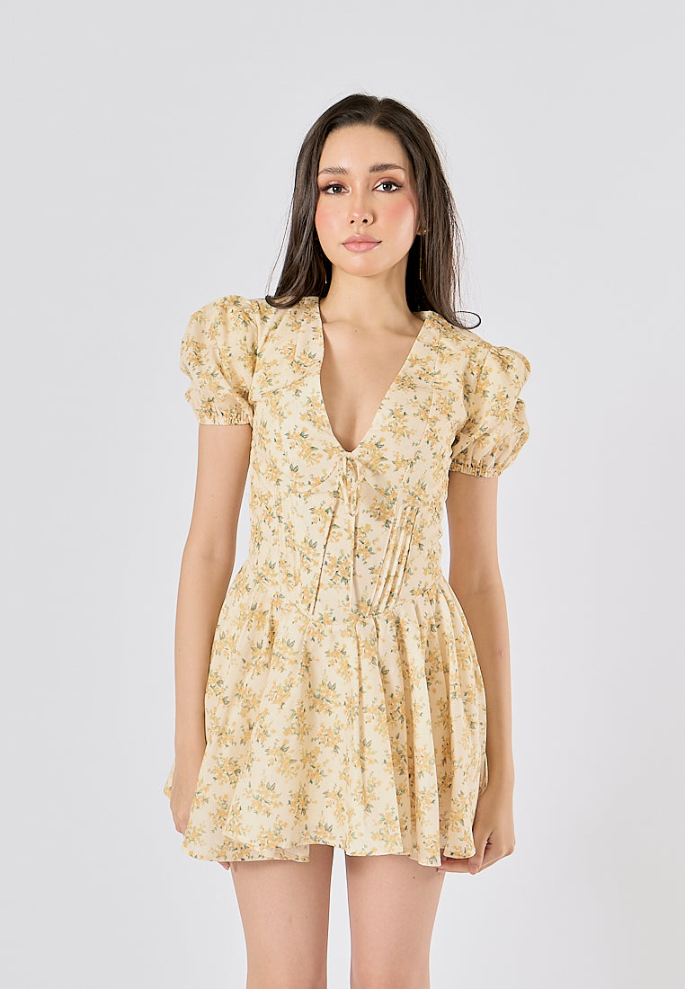 Dempsey V Neck Floral Print Mini Dress